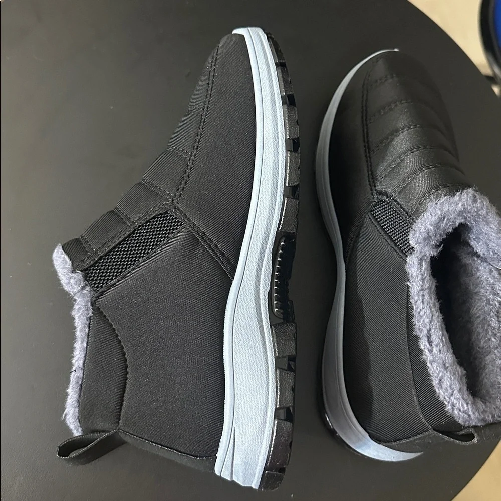 Black Slip-On Shoes with Gray Lining